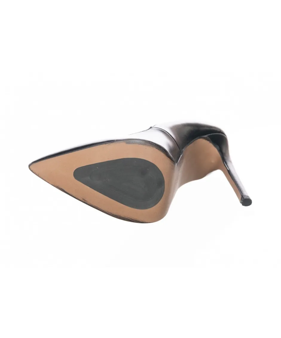 Osmose Shoes Escarpins-Anissa Escarpin cuir noir à vague & talon fin