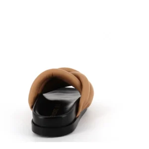 Osmose Shoes Sandales & Nu-Pieds-BIBI SANDALE PLATE CUIR BEIGE ET SEMELLE NOIR