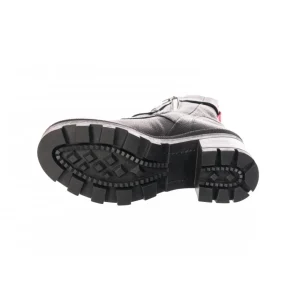 Osmose Shoes Bikers | Boots - Bottines-Bikers Farah : Cuir Noir à Lacet Liseret Rouge