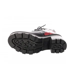 Osmose Shoes Bikers | Boots - Bottines-Bikers Maeva : Cuir Noir & Croco Rouge à talon carré