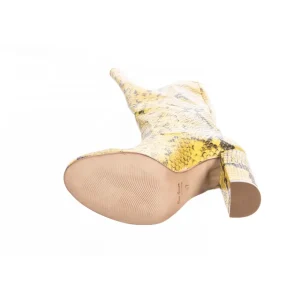 Osmose Shoes Bottes-Botte Clem : Cuir jaune imprimé python à talon carré