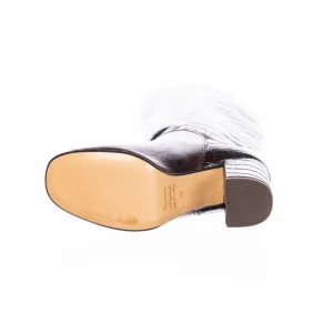 Osmose Shoes Bottes-Botte Fanny : Croco Marron à Bout Rond & Talon carré