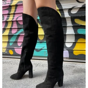 Osmose Shoes Bottes-Botte Fatine Daim Noir à Talon Carré