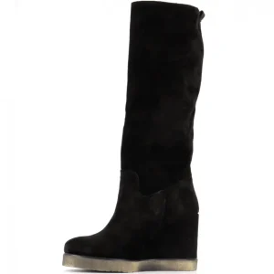 Osmose Shoes Bottes-BOTTE FELLA DAIM NOIR TALON COMPENSE