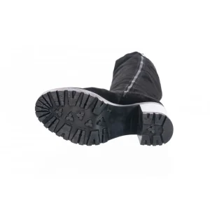 Osmose Shoes Bottes-Botte Melinda : Daim Noir à Talon Haut Carré