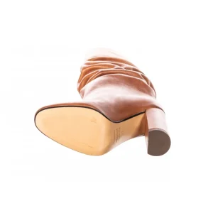 Osmose Shoes Bottes-Botte Sam : Plissé Cuir Camel à talon carré
