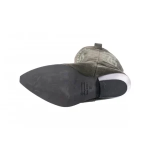 Osmose Shoes Tiags | Bottes-Botte Santiag Sarah : Daim Brodé de fil ton sur ton à Talon Biseauté