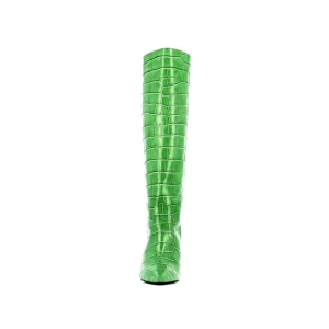 Osmose Shoes Bottes-BOTTE SUNNY CUIR VERT EFFET CROCO