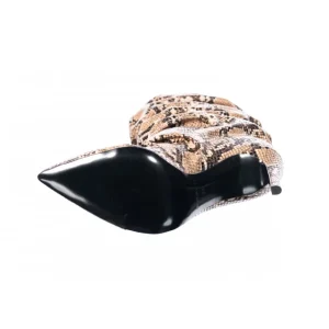 Osmose Shoes Bottes-Botte Venice: Cuir Python Plissée Camel à talon fin