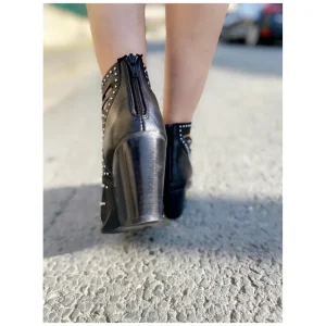 Osmose Shoes Tiags | Boots - Bottines-Bottine Ajourée Cuir Noir Clouté