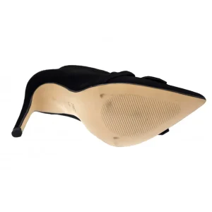 Osmose Shoes Escarpins | Boots - Bottines-Bottine Anna : Daim Bleu Marine Chaine Argent & Frange à Talon