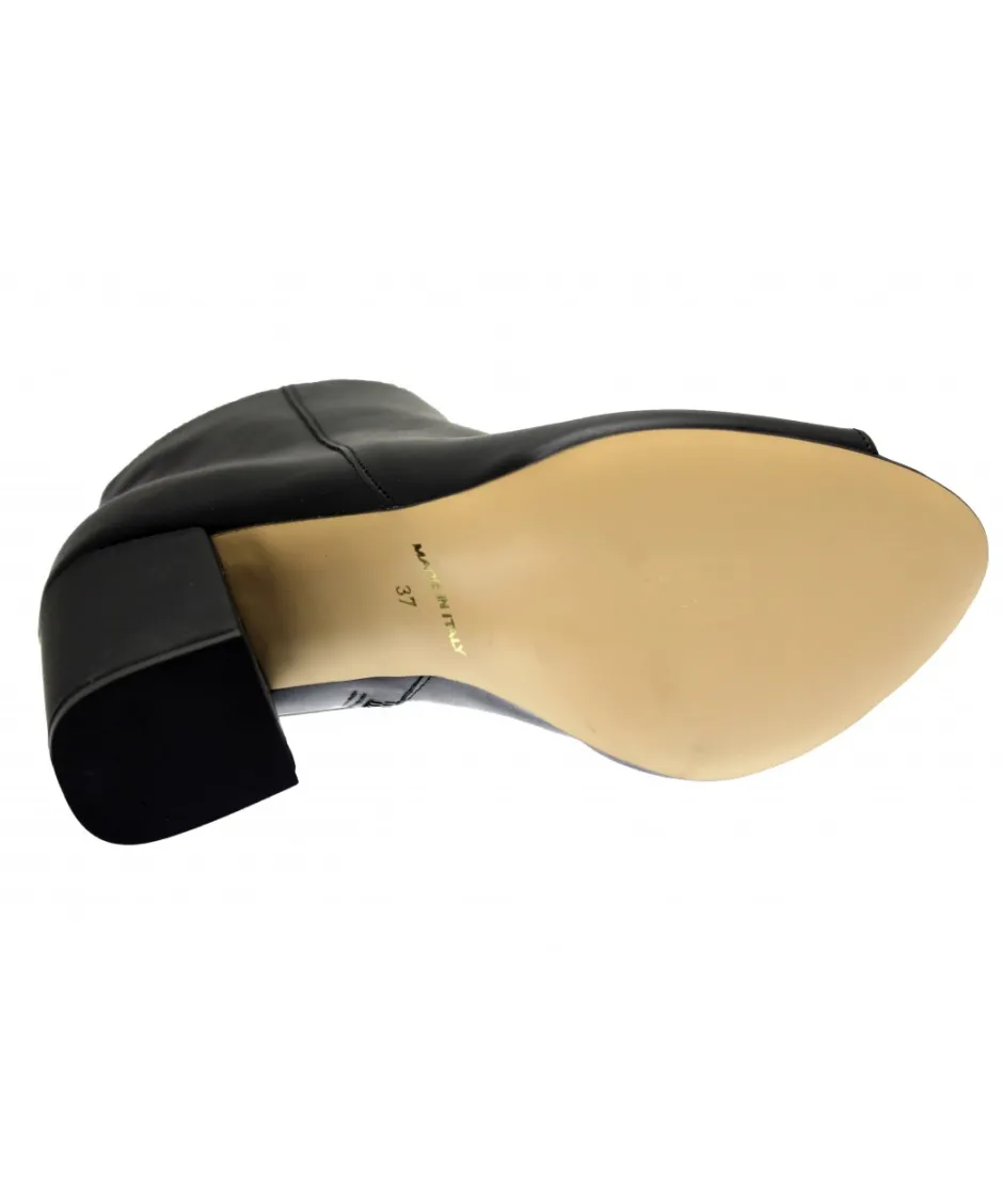 Osmose Shoes Boots - Bottines-Bottine Loulou : Cuir Noir Ajouré à Talon Carré