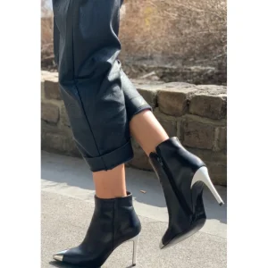 Osmose Shoes Boots - Bottines-Bottine Luce : Cuir Noir à Talon Blanc