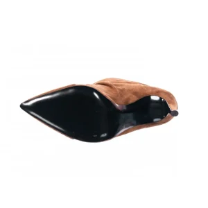 Osmose Shoes Boots - Bottines-Bottine Lulla : Daim Camel Plissée à Talon Aiguille
