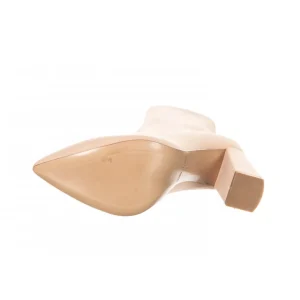 Osmose Shoes Boots - Bottines-Bottine Lyli: Lycra Nude à Bout Pointu & Talon Carré