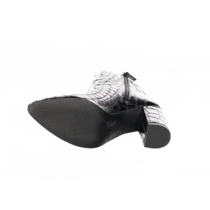 Osmose Shoes Boots - Bottines-Bottine Nouska : Cuir Verni Croco Noir à Talon Carré