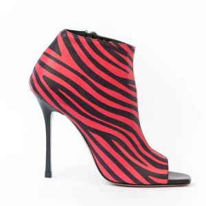 Osmose Shoes Boots - Bottines-Bottine Sandale Zebra : Cuir Zébré Noir & Corail