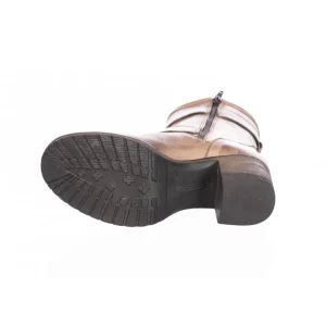 Osmose Shoes Bikers | Boots - Bottines-Bottine Sheïla : Cuir Taupe à Double Bride & à Talon Carré