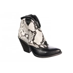 Osmose Shoes Boots - Bottines-Bottine Tiag Saona : Cuir Noir & Python à talon biseauté