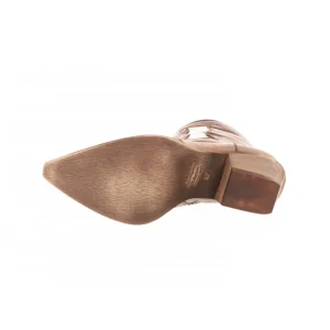 Osmose Shoes Tiags-Bottine western Cuir Camel & Platine a talon biseauté