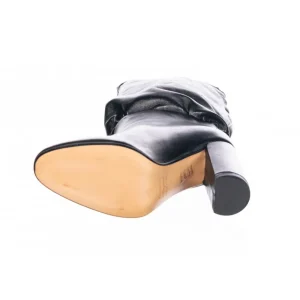 Osmose Shoes Bottes-Cuissarde Donia : Cuir Noir à Tige Haute & Talon Carré