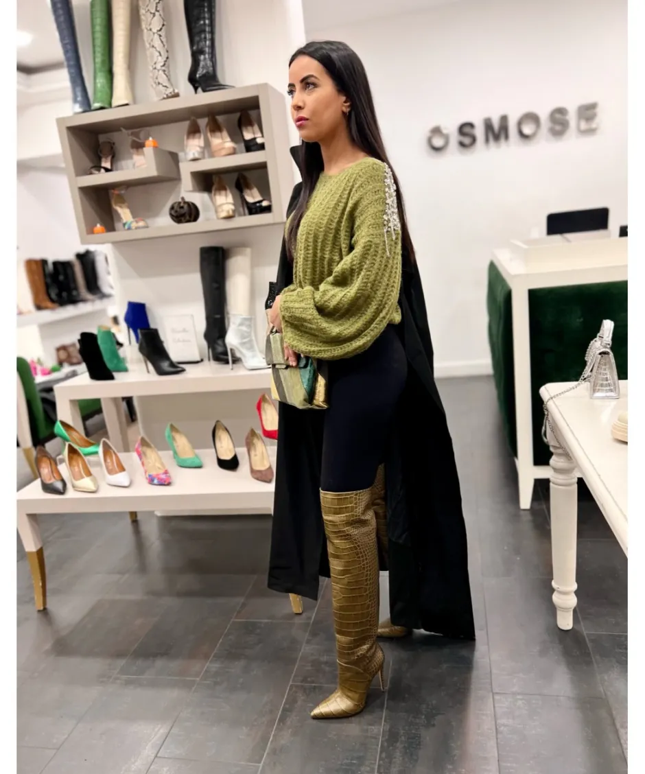 Osmose Shoes Bottes-CUISSARDE LYDIA CUIR COCO VERT