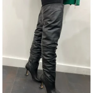 Osmose Shoes Bottes-Cuissarde Pretty cuir noir talon pyramide