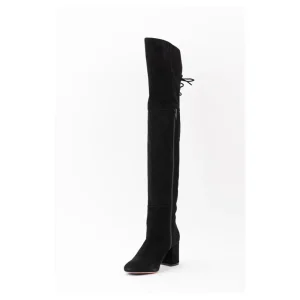 Osmose Shoes Bottes-Cuissardes Camillia : Daim Noir à Talon Moyen