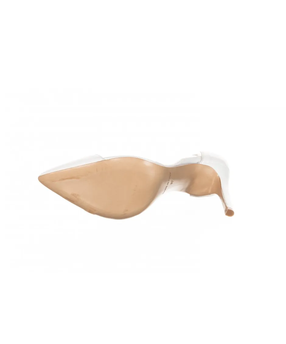 Osmose Shoes Escarpins-Escarpin Cuir Blanc & Plexi à Talon