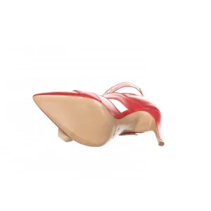 Osmose Shoes Escarpins-Escarpin Daky: Cuir Rouge triple Boucles à talon fin