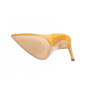 Osmose Shoes Escarpins-Escarpin Eden: Daim jaune moutarde à Talon