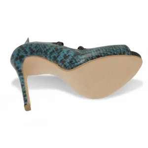 Osmose Shoes Escarpins-Escarpin Lindsey : Python Verni turquoise & Noir