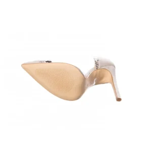 Osmose Shoes Escarpins-Escarpin Loula: Daim, Python & Plexi Beige à talon fin