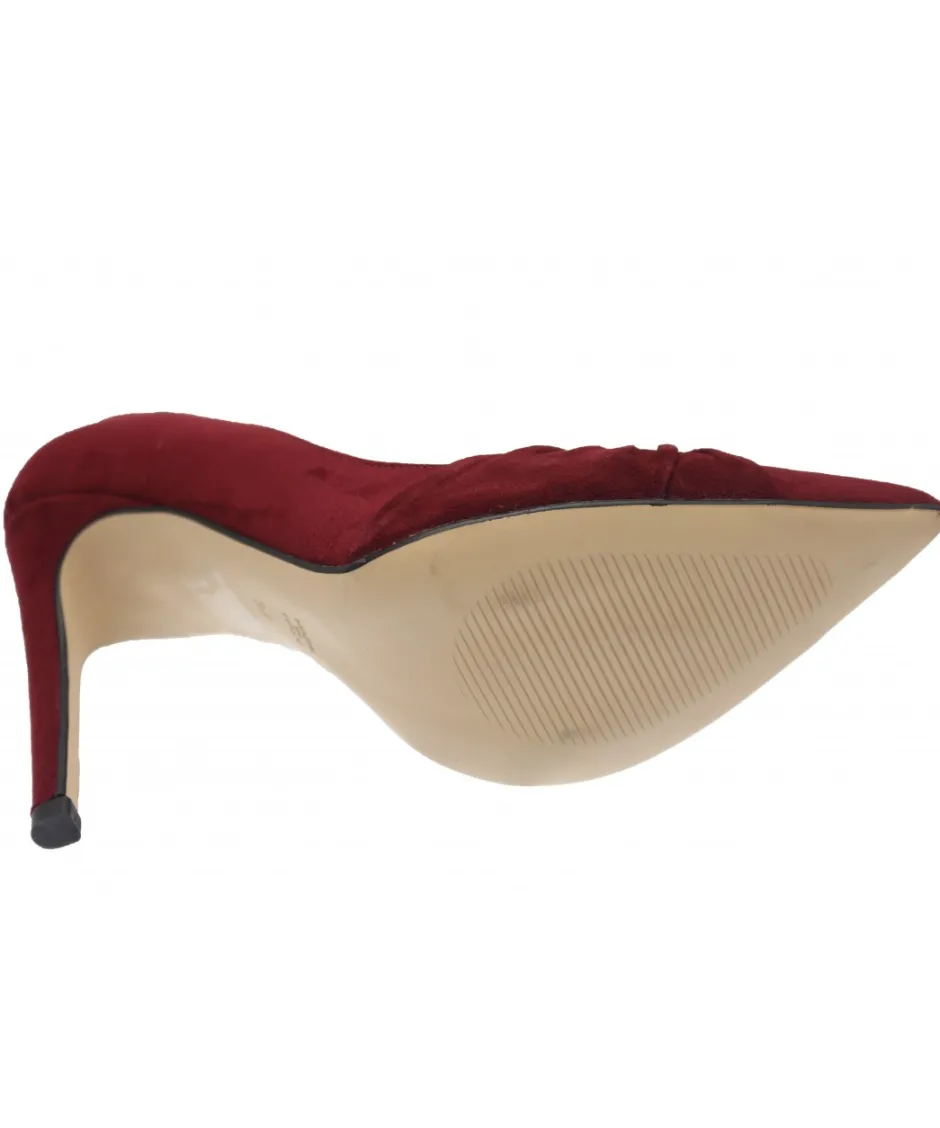 Osmose Shoes Escarpins-Escarpin Meï : Daim Bordeaux à Noeud & Talon Fin