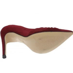 Osmose Shoes Escarpins-Escarpin Meï : Daim Bordeaux à Noeud & Talon Fin