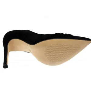 Osmose Shoes Escarpins-Escarpin Meï : Daim Noir à Noeud & Talon Fin