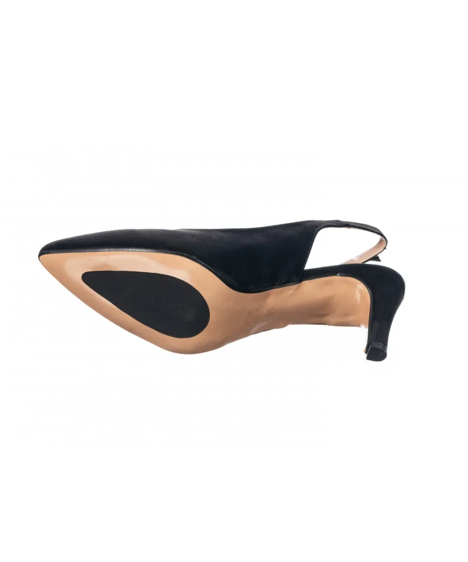 Osmose Shoes Escarpins-Escarpin Nikita: Effet Daim Noir à petit talon