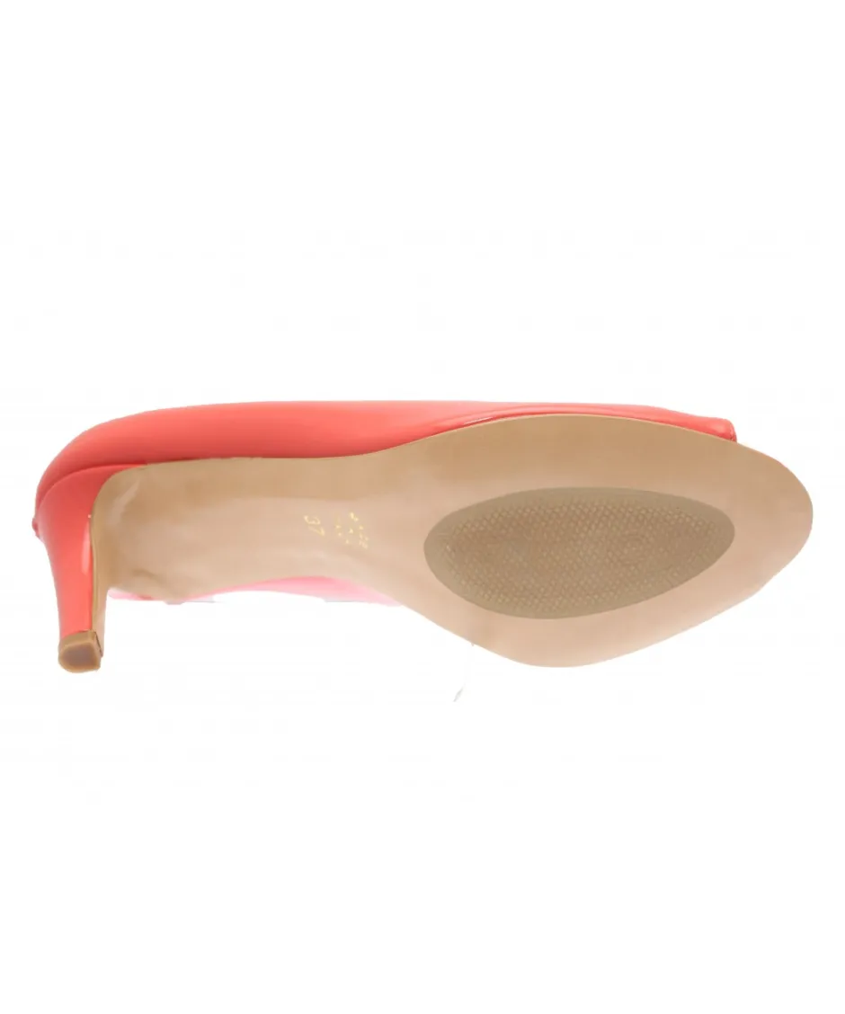 Osmose Shoes Escarpins-Escarpin Rime : Vernis Corail Ajouré à Talon