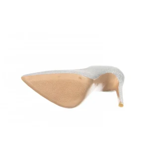 Osmose Shoes Escarpins-Escarpin Tissu Argent à Talon Fin