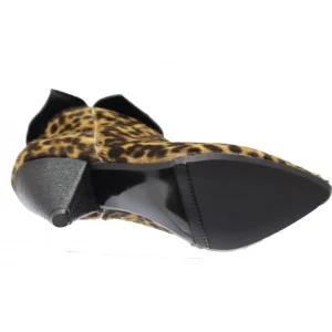 Osmose Shoes Boots - Bottines-Jessy bottine : Poulain Leopard & Cuir Brillant Noir Talon Biseauté