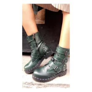 Osmose Shoes Bikers | Boots - Bottines-Kuisy Rangers: Cuir Vert à semelle large