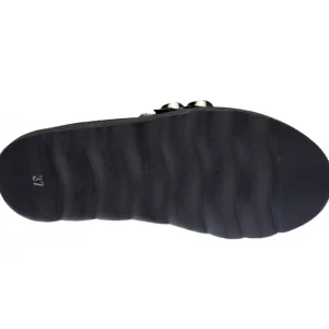 Osmose Shoes Mocassins-Mocassin Bérénice : Cuir Noir Fourré à Ceinture Cloutée