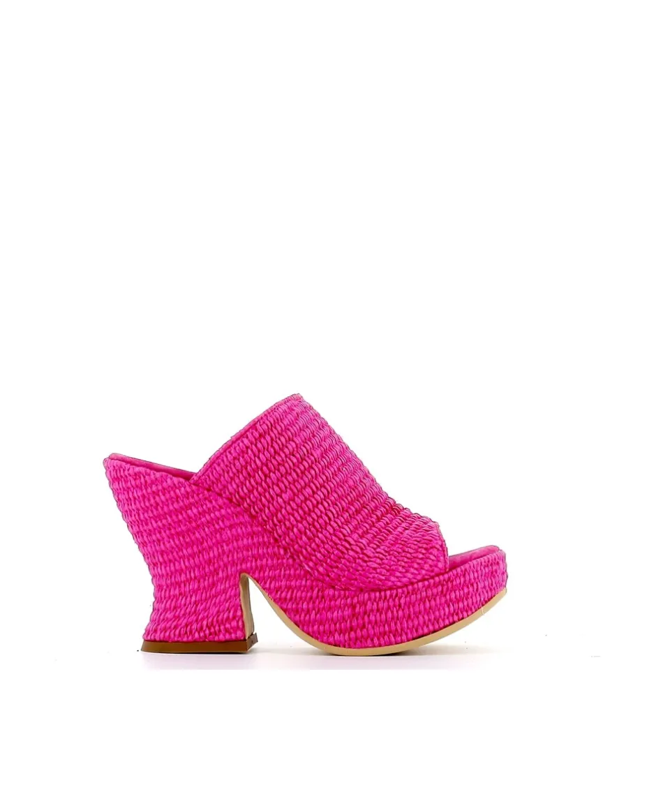Osmose Shoes Sabots-MULE SABOT RAFIA FUXIA