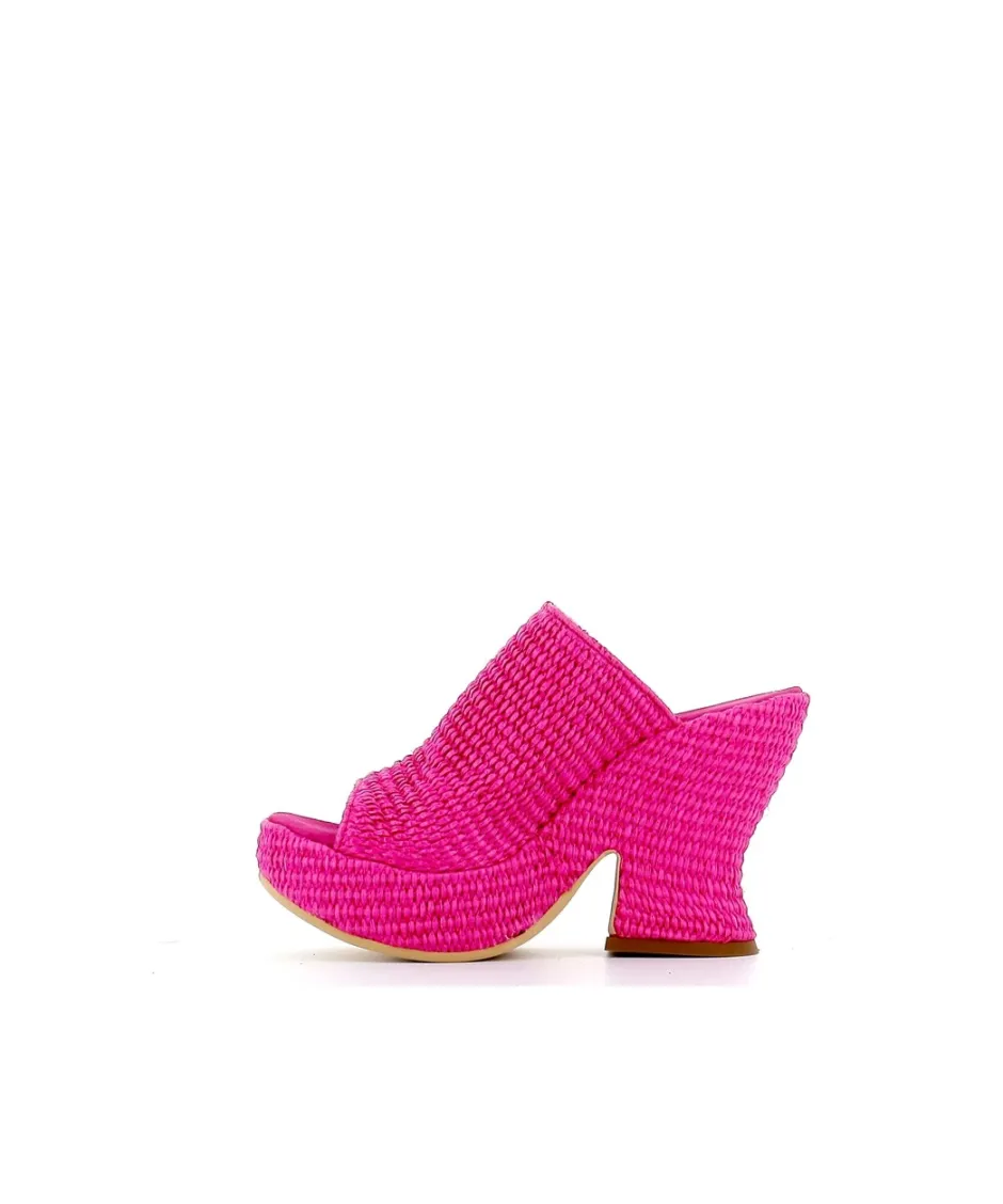 Osmose Shoes Sabots-MULE SABOT RAFIA FUXIA