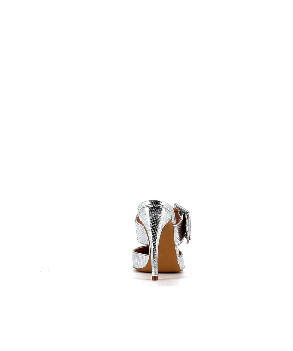 Osmose Shoes Escarpins-MULES PIETRA EMBOSSE LAMINE PYTHON ARGENT