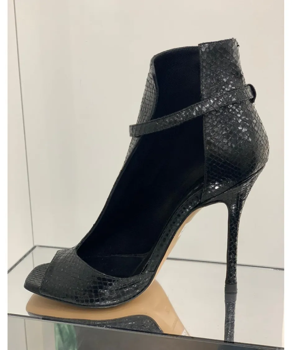 Osmose Shoes Boots - Bottines-Sandale Bottine Esther Cuir Noir Imprimé Python