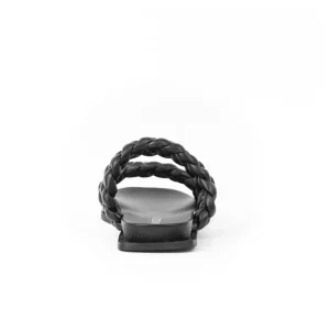 Osmose Shoes Sandales & Nu-Pieds-Sandale Cessou : Cuir Noir à Double Brides Torsadée & Bout Carré