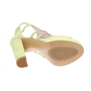 Osmose Shoes Sandales & Nu-Pieds-Sandale Dorine : Effet Daim Vert Pastel à Talon Carré