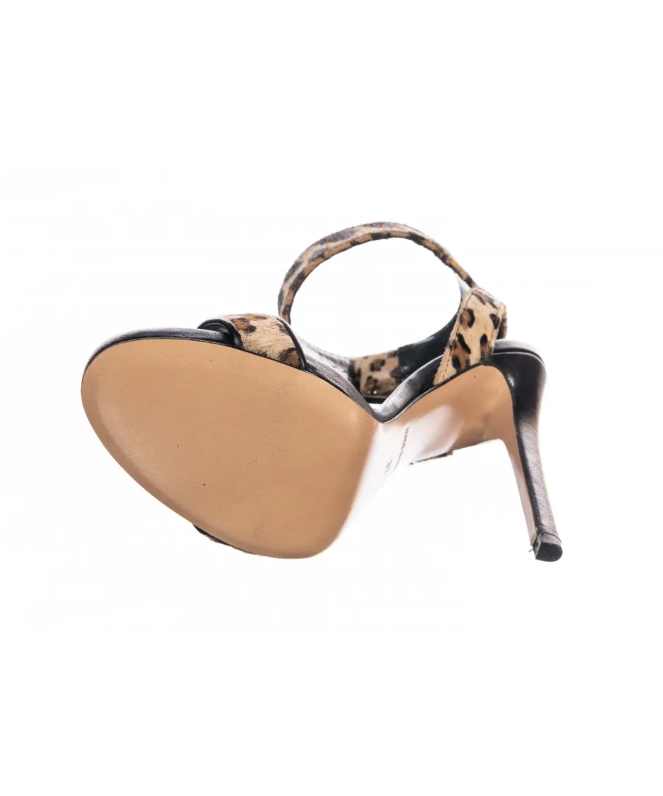 Osmose Shoes Sandales & Nu-Pieds-Sandale Ines: Poulain Leopard camel à talon fin