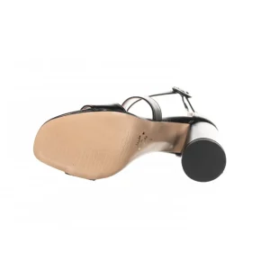 Osmose Shoes Sandales & Nu-Pieds-Sandale Laminé Noir à Talon Haut & Carré